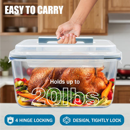 2 Pack Large Glass Storage Containers with Lids 85oz/10.5cup Big Airtight Glass Food Storage Containers for Rotisserie Chicken Watermelon Meal Prep, BPA Free, Freezer Dishwasher Oven Safe