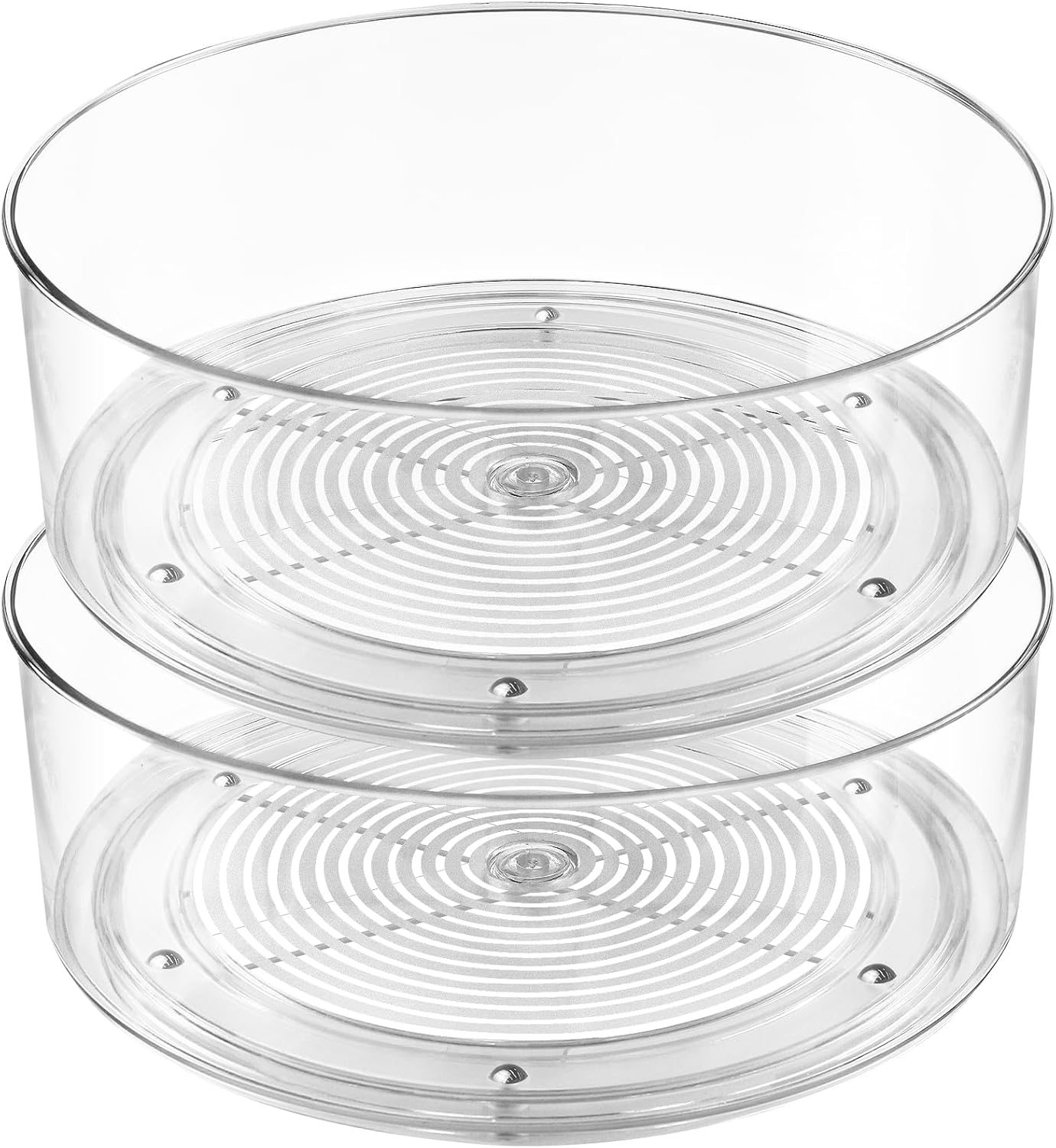 2 Pack Lazy Susan Organizer, 9 inch Rotating Storage Organizer with 4 Removable Bins, Lazy Susan Turntable Organizer for Fridge, Kitchen, Vanity, Cabinet