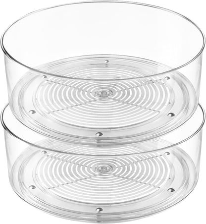 2 Pack Lazy Susan Organizer, 9 inch Rotating Storage Organizer with 4 Removable Bins, Lazy Susan Turntable Organizer for Fridge, Kitchen, Vanity, Cabinet