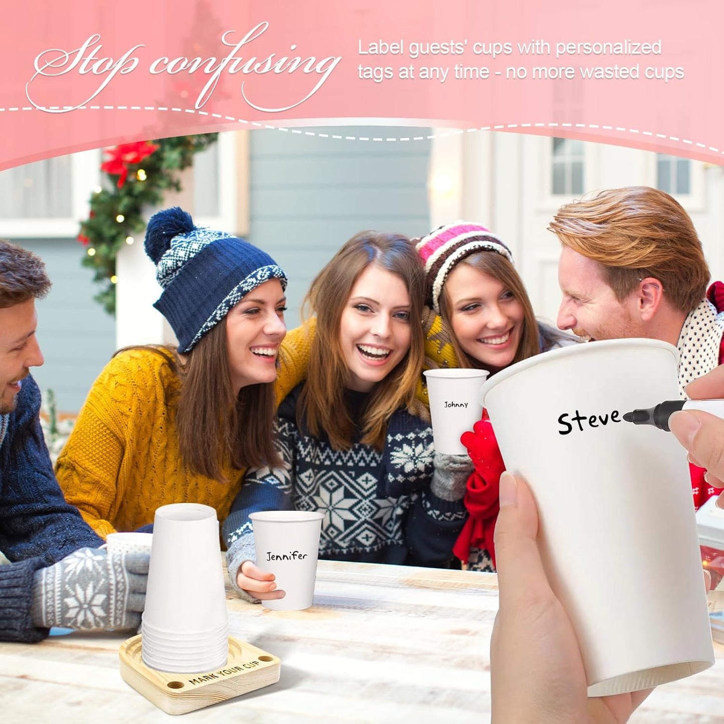 Hosting Essentials for Hosts and Parents, Cup Holders, Party Essentials, Solo Cup Holder with Marker Slot to Mark Drinks and Prevent Mix-Ups for Outdoor Parties, Birthdays and Family Gatherings