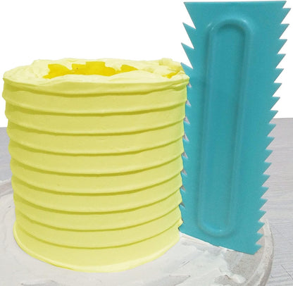 Cake Scraper set of 8 Pack Cake Edge Tools -16 Design Textures-Blue