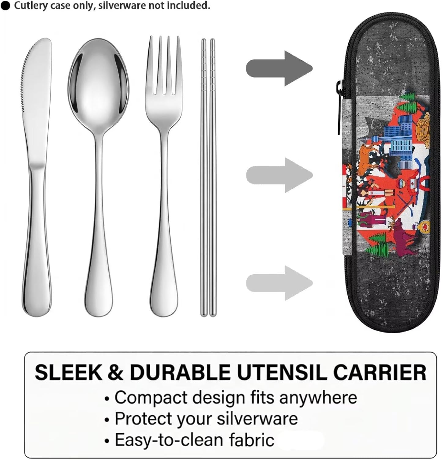Travel Cutlery Set with Case for Kids Portable Utensil Case Reusable Silverware Pouch for School Travel Lunch Capybara Flower