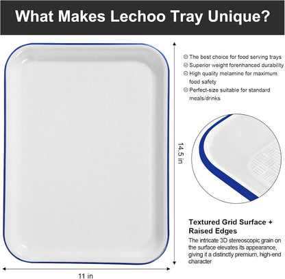 2pcs Melamine Serving Trays Set Two Tone 14.5" x 11" Large White Black Reusable Serving Platters for Cookie, Appetizer, Snack, Dessert, Party Food Display, Rectangular Party Trays and Platters