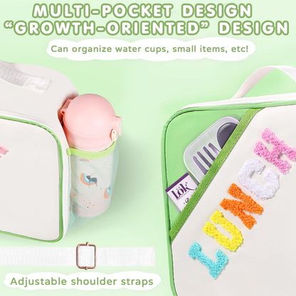 Nsrzua Lunch Bag Kids-Kids Insulated Lunch Bag with Adjustable Strap - Reusable Leakproof Lunch Box for Girls, Preppy School Lunch Tote for Travel, Picnic,School & Winter Camp