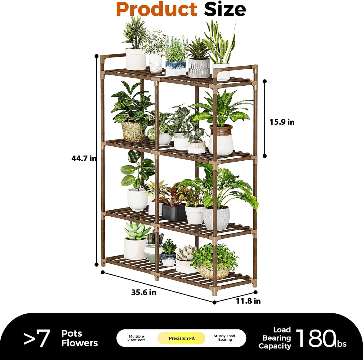 Bamworld Plant Stand Indoor Plant Shelf Outdoor Wood Plant Rack