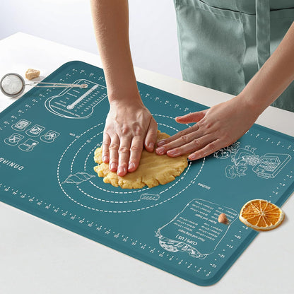 Silicone Baking Mat,28" x 20" Extra Thick Large Non Stick Sheet Mat with Measurement Non-slip Dough Rolling Mat,Reusable Food Grade Silicone Counter Mat for Making Cookies,Macarons,Bread and Pastry