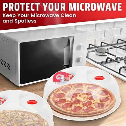 Flexzion 10.5 Inch Microwave Splatter Cover - BPA-Free Anti-Splatter Microwave Cover with Adjustable Steam Vent, Dishwasher Safe, Transparent Plastic Food Covers for Microwave Cooking