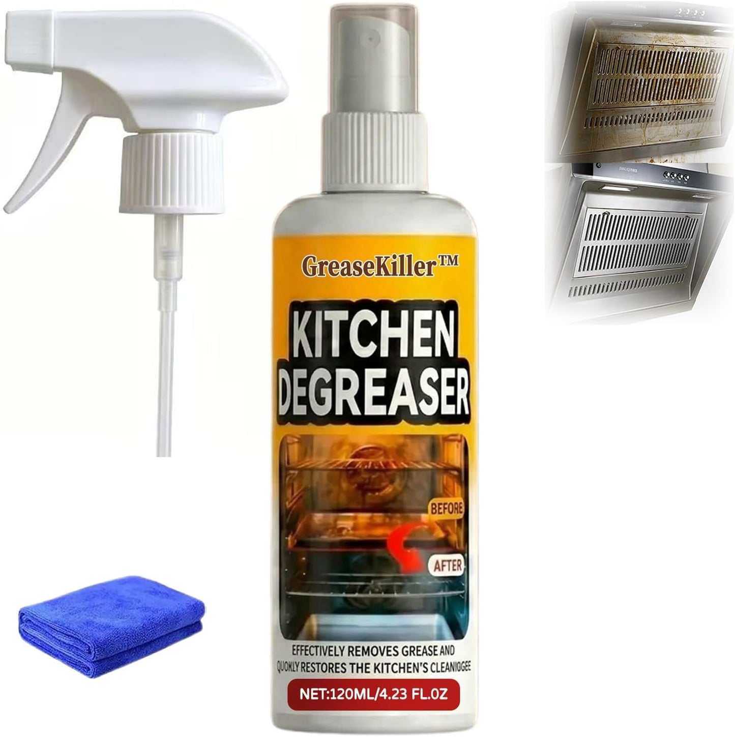FKMEE GreaseKiller BBQ Grill Cleaner Spray, Heavy Duty Degreaser (1) | Fast-acting grease removal, suitable for grills and smokers, easy spray application, outdoor use