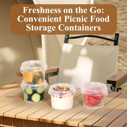Leak Proof Plastic Containers with Lids, 10 oz Reusable Airtight PP Plastic Food Storage Containers, Freezer-safe Microwaveable Stackable Dishwasher, for Meal Prep, Soup, Snack (Clear, 12 Pack)