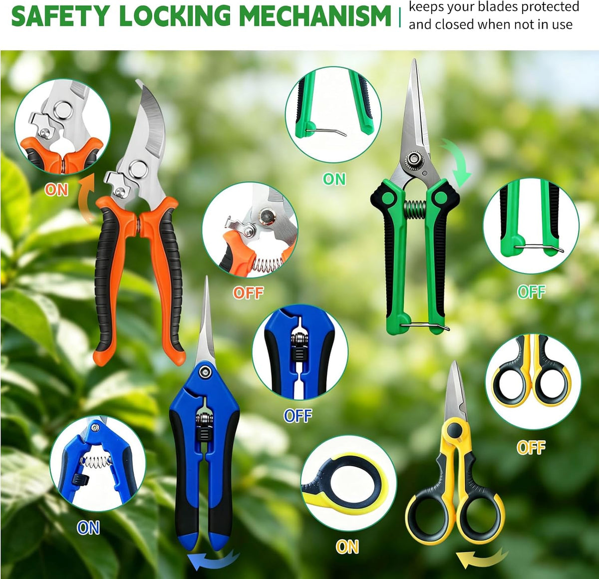 HoMaNa 4 Pack Garden Shears Pruning Set, Stainless Steel Multi-Blade