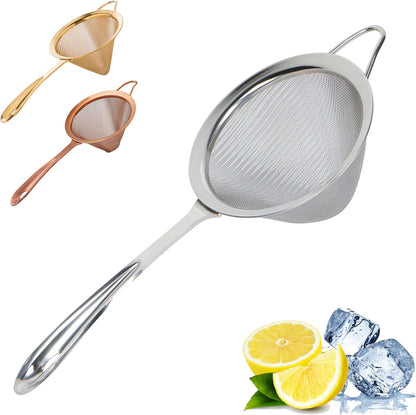 A Bar Above Fine Mesh Cocktail Strainer, 304 Conical Sieve, Silver Finish