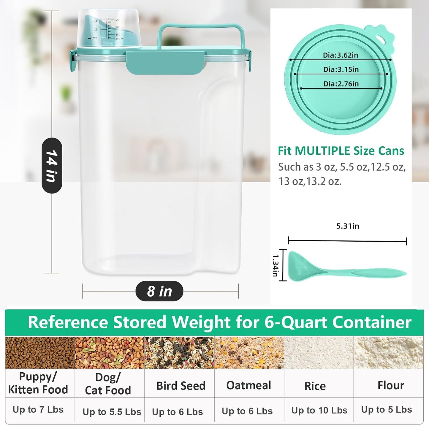 TBMax Pet Food Storage Containers 2 Pack 8-10 Lbs Airtight Dog Food Container Dispenser with Large Spout & Portable Handle, Travel Dog Treat Cat Food Storage Bin Bird Seed Container