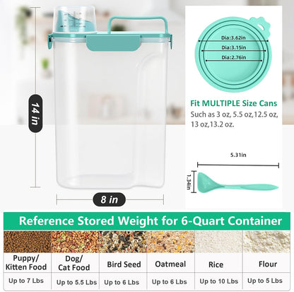 TBMax Pet Food Storage Containers 2 Pack 8-10 Lbs Airtight Dog Food Container Dispenser with Large Spout & Portable Handle, Travel Dog Treat Cat Food Storage Bin Bird Seed Container