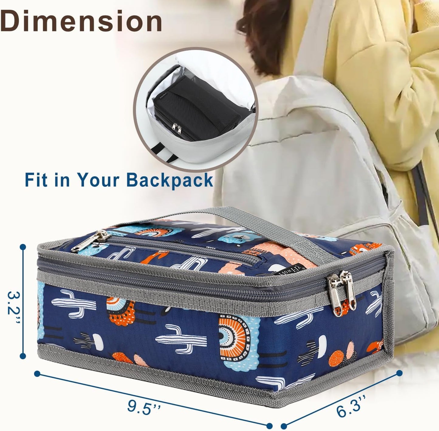 FlowFly Small Insulated Lunch box Portable Soft Bag Mini Cooler Thermal Meal Tote Kit with Handle for Work & School, Black