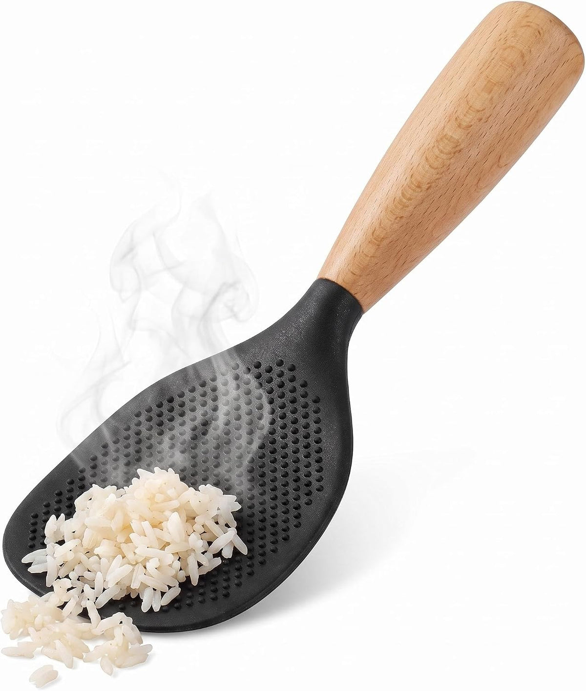 MAGICLULU Silicone Rice Paddle with Wooden Handle, Non Stick Rice Spoon