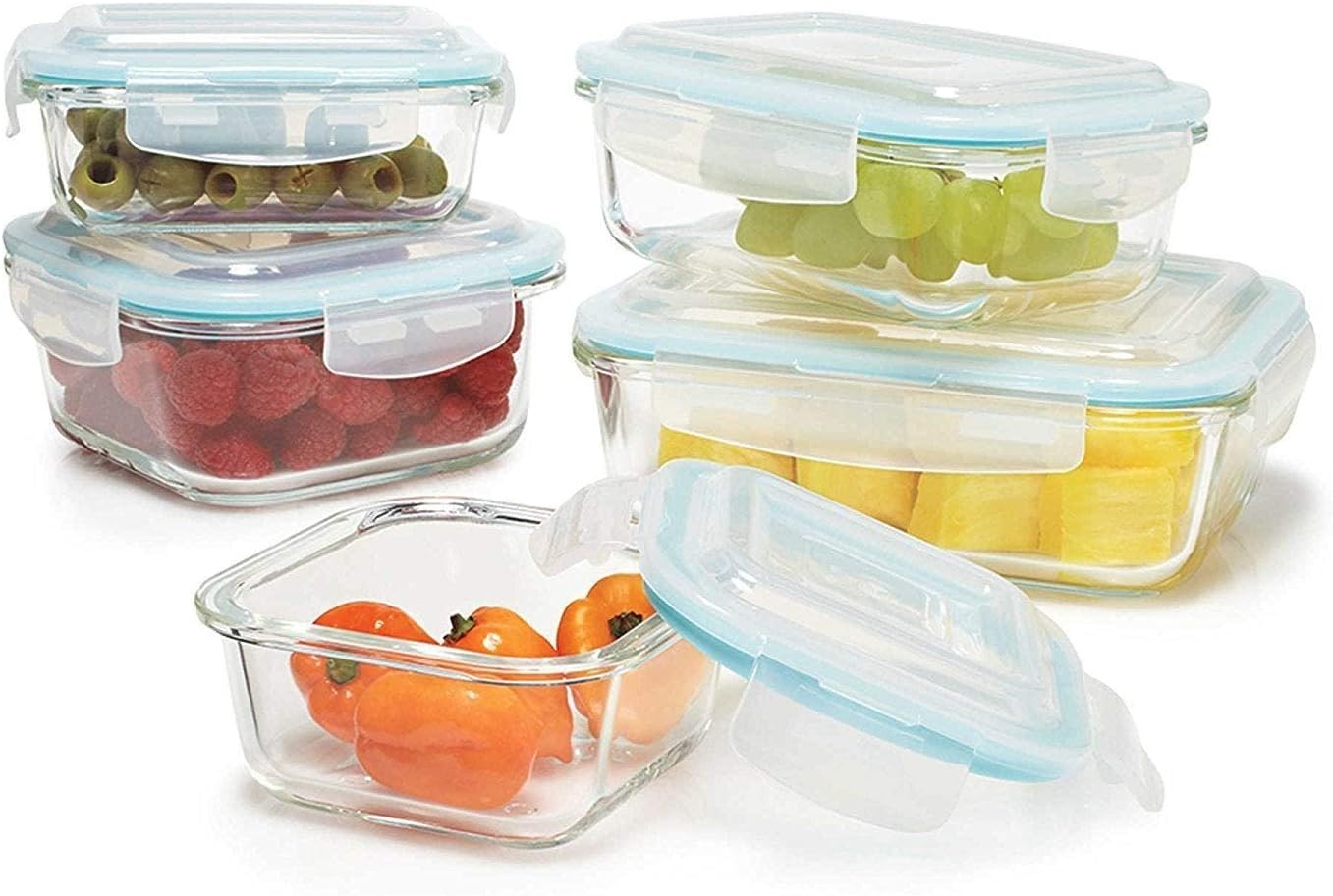 Gourmet Home Products 10 Pc Glass Food Storage Container Set with Locking Lids
