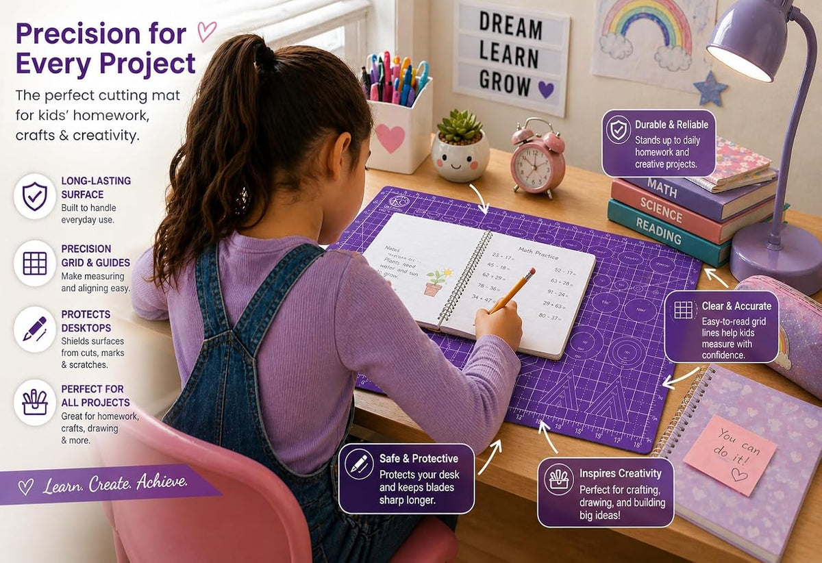 KC GLOBAL A3 (19"x13") Professional Grade Self-Healing Cutting Mat (Purple) - Odor-Free, Double-Sided, Eco-Friendly, Non-Slip, Premium Desk mat for DIY, Crafting, Model Building,and Art Projects