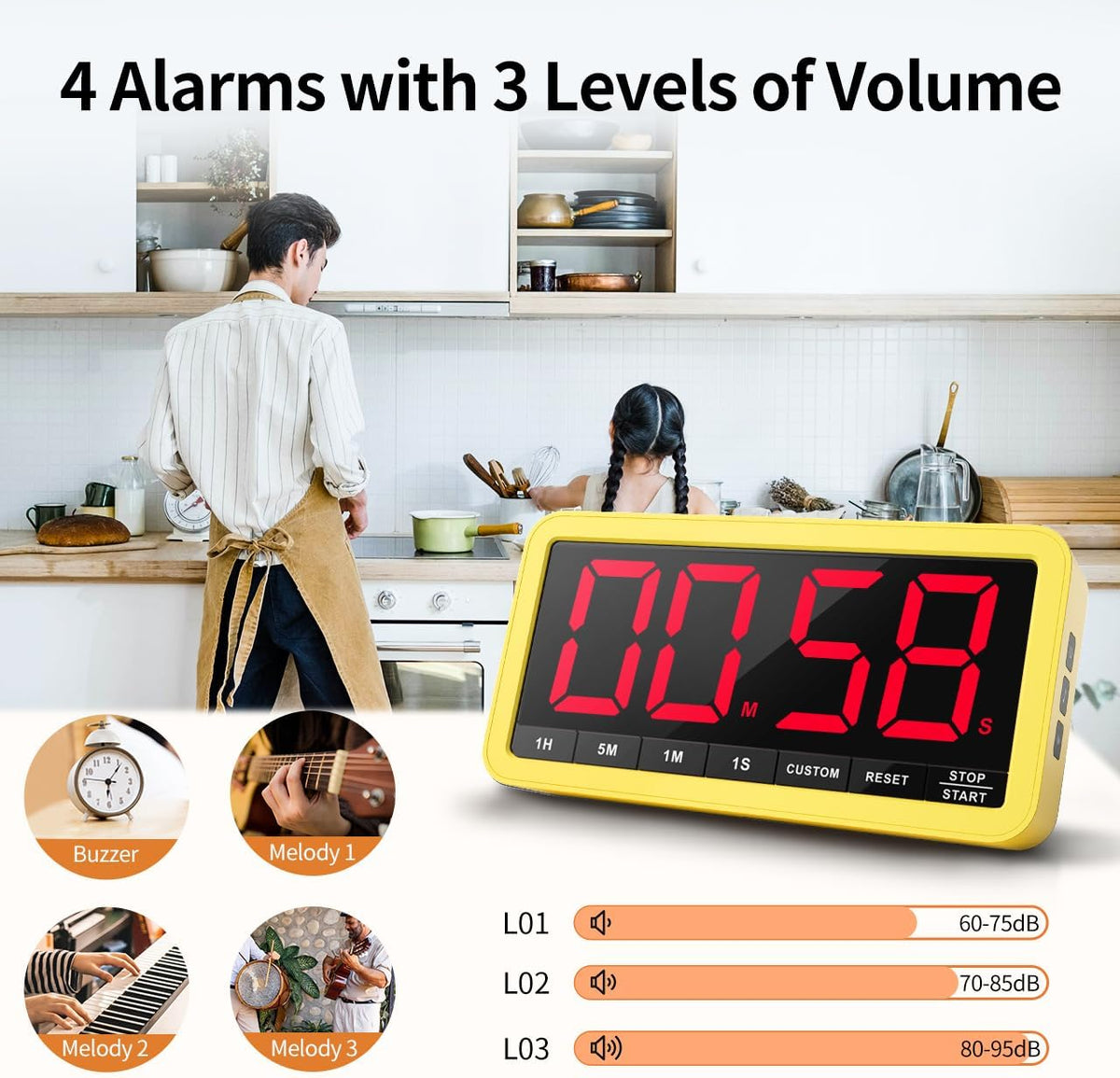 VOCOO Large 7.8" Digital Timer, Magnetic LED Timer for Kitchen & Classroom