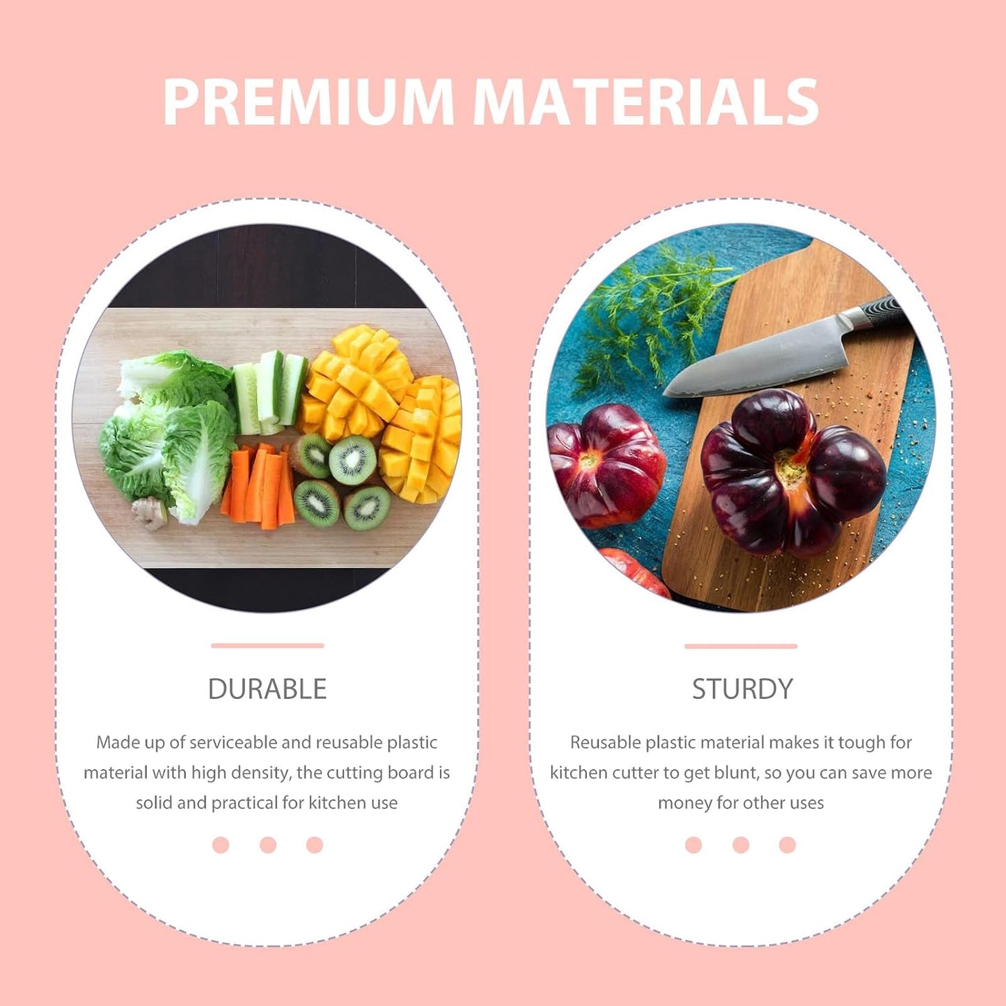 Food Cutting Board 35x0.8cm Pp Non-slip Chopping Mat for Kitchen and Outdoor Use Portable Kitchen Tool
