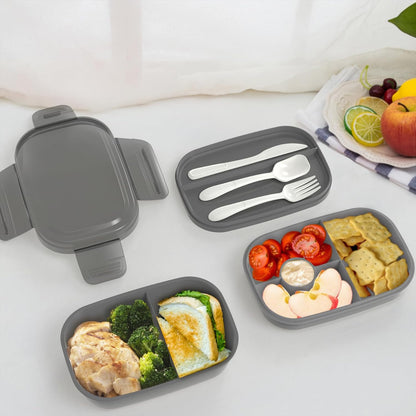 JBGOYON® Bento Lunch Box with Bag - All-in-One Stackable Lunch Containers with 3 Layers for Adults & Kids, 1900 ML Modern Bento-Style Design, Built-in Utensil Set, Lunch Bag (Purple)