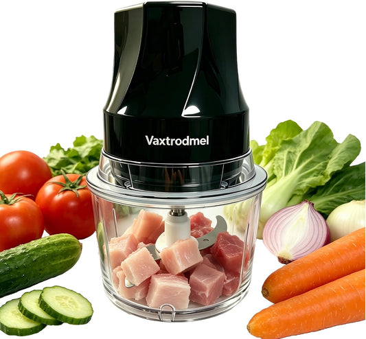 Food Chopper Electric, Dual Blades with 2 Speed Button, Overheat Protection + Safety Lock, Hand Wash or Dishwasher Safe, Rubber Anti-Slip Pad, 200W Motor, 1L Plastic Bowl