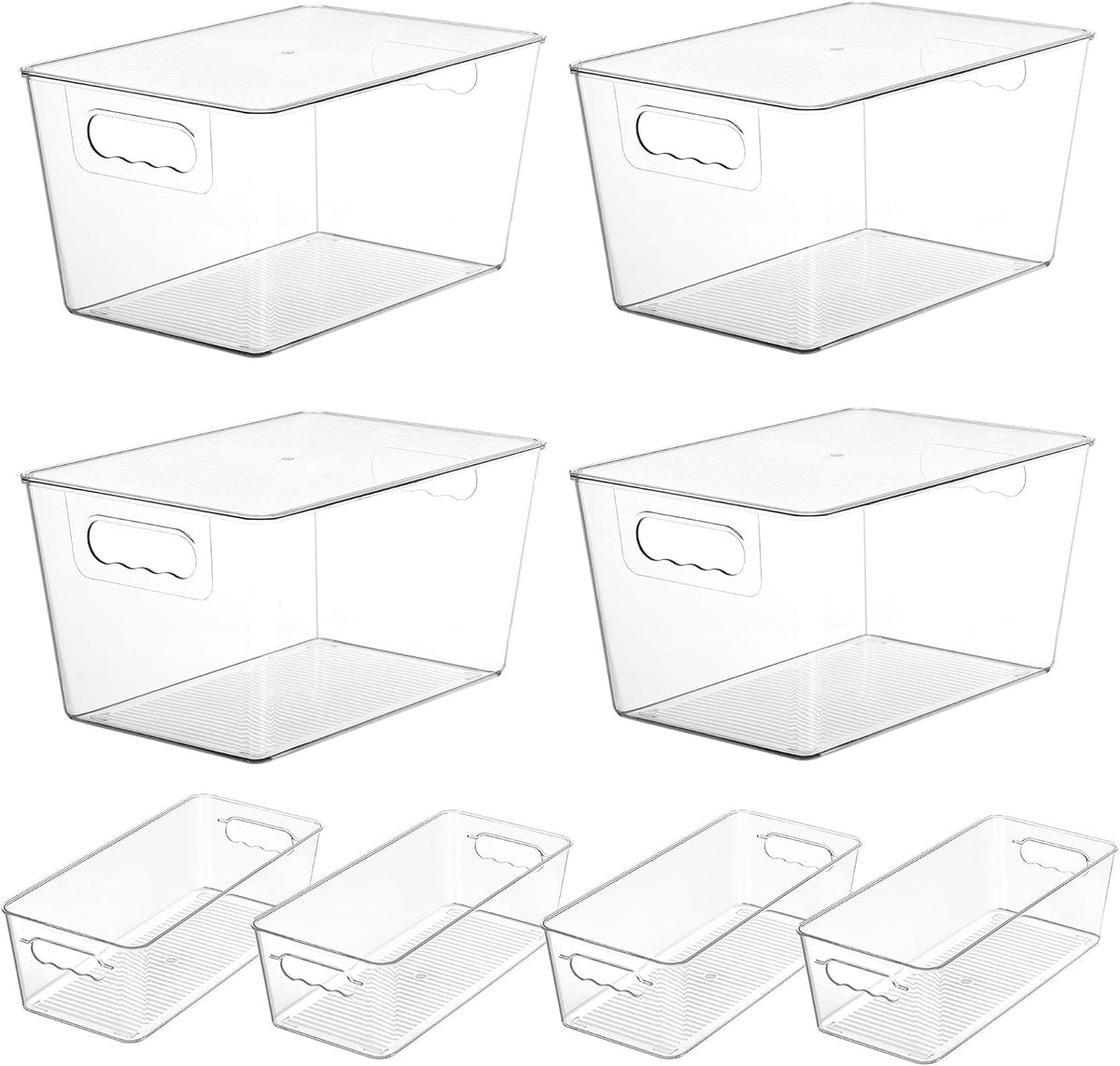 Vtopmart Clear Plastic Storage Bins, 6 PCS Pantry Organizer Bins with Handle for Refrigerator, Fridge, Cabinet, Kitchen, Countertops, Cupboard, Freezer Organization and Storage, Large