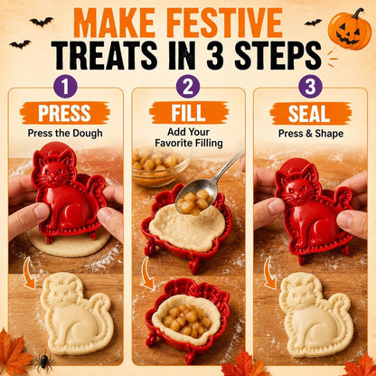 Halloween Mini Hand Pie Molds Set, Dough Press Cutter with 8 Fall Shapes