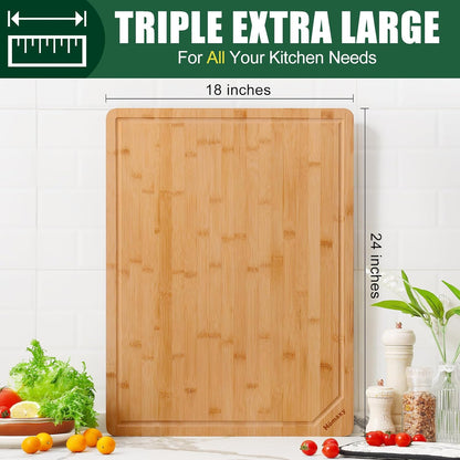 Homaxy Extra Large Bamboo Cutting Boards for Kitchen, 18x12.5" Wood XL Cutting Board with Juice Groove, Butcher Block Wooden Chopping Board for Kitchen, Meat, Cheese, Fruit & Vegetables - Pre Oiled