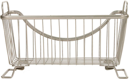 Spectrum Ashley Large Stackable Wire Baskets for Pantry & Kitchen Counter Organizer, Stacking Fruit Basket Wire Bin with Raised Feet & Handles for Vegetable Fruit Potato Onion Storage, Satin Nickel