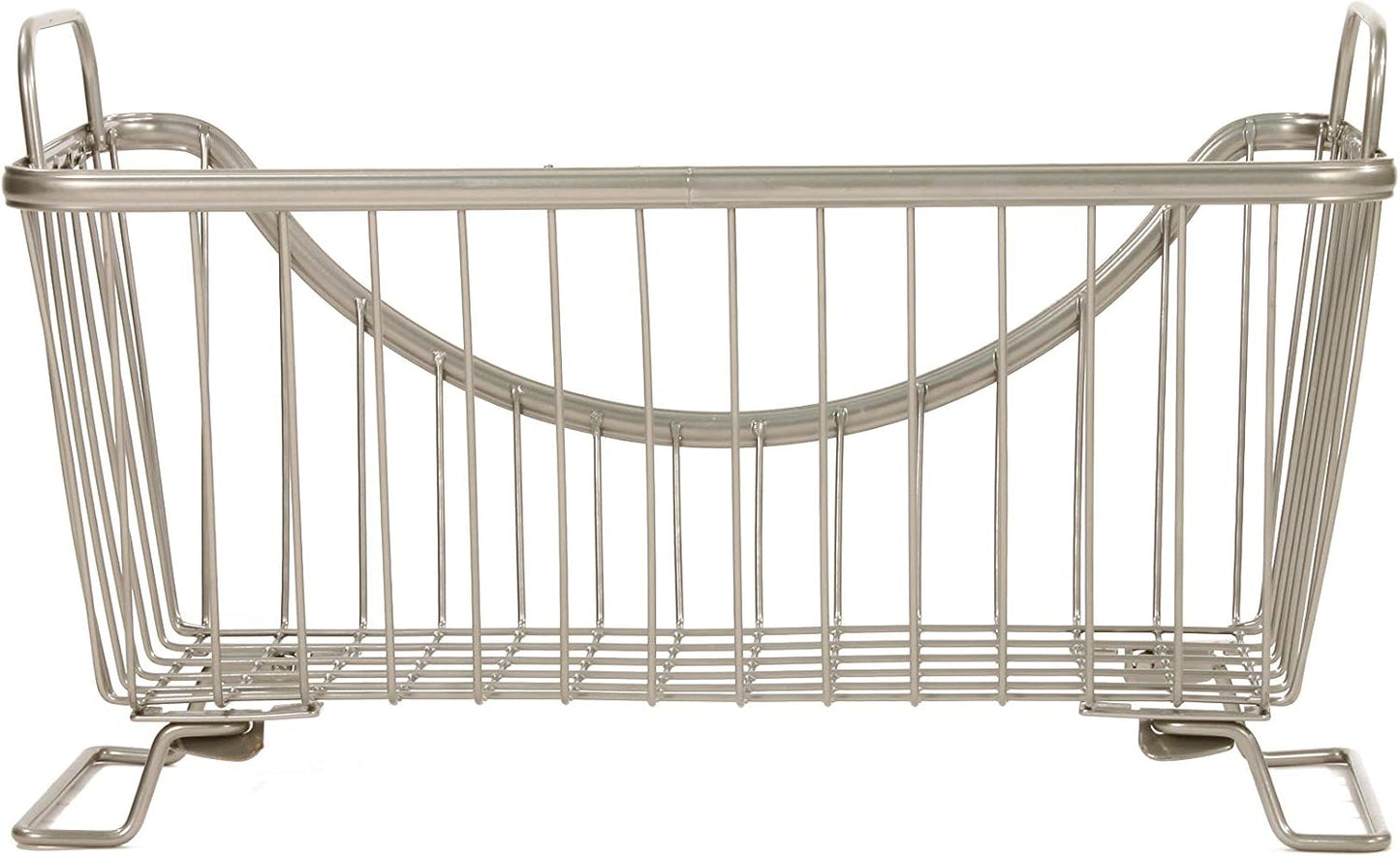 Spectrum Ashley Large Stackable Wire Baskets for Pantry & Kitchen Counter Organizer, Stacking Fruit Basket Wire Bin with Raised Feet & Handles for Vegetable Fruit Potato Onion Storage, Satin Nickel