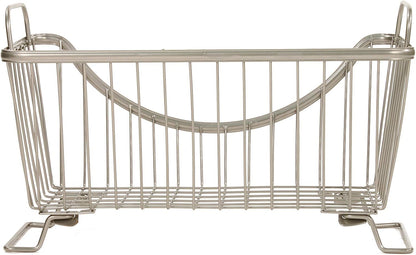 Spectrum Ashley Large Stackable Wire Baskets for Pantry & Kitchen Counter Organizer, Stacking Fruit Basket Wire Bin with Raised Feet & Handles for Vegetable Fruit Potato Onion Storage, Satin Nickel