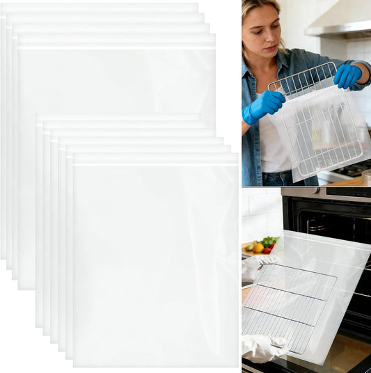 10Pcs Oven Rack Cleaning Bags, No Scrub Bags For Cleaning Oven Racks, Reusable Leak-Resistant PE Bags for Deep Soaking Grill Grates, BBQ Racks