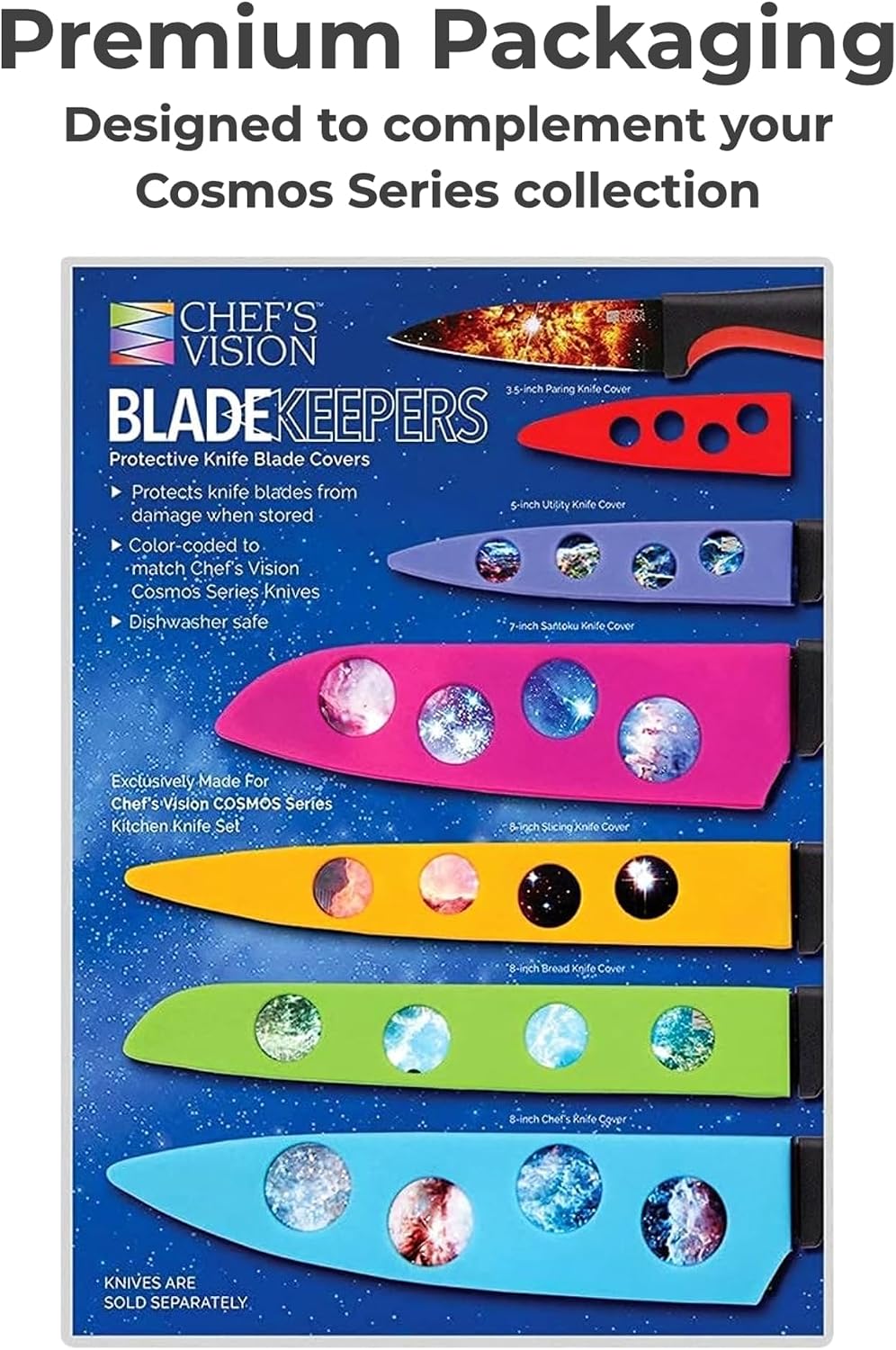 CHEF'S VISION Landscape BladeKeepers, 6 Color-Matched Knife Blade Covers
