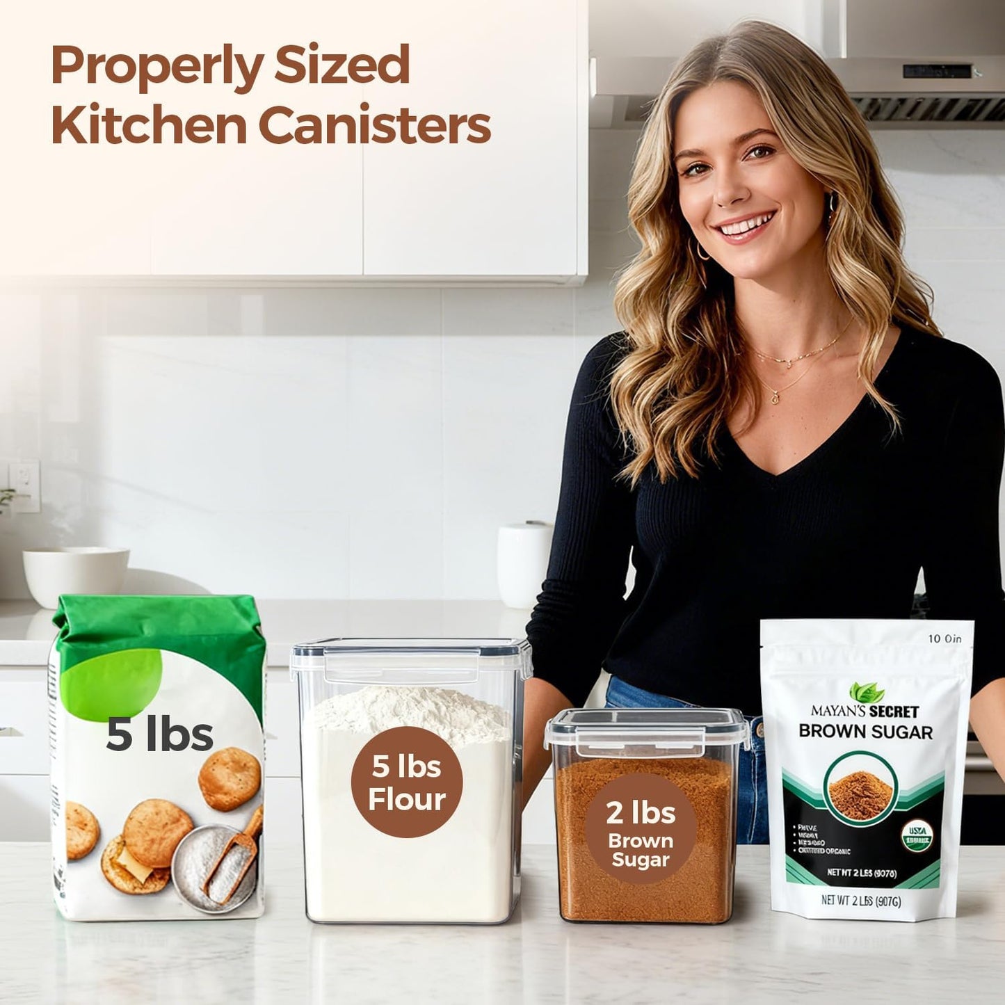 ComSaf Rice Container Set of 2(9.5L/10Qt), Large Airtight Food Storage Containers with Lid and Rice Washer, Plastic Canisters Sets for The Kitchen, Pantry Organizers for Flour, Cereal and Cooking