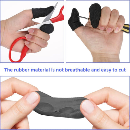TIESOME 12 PCS Finger Cots Cut Resistant Protector, Finger Covers for Cuts Reusable Gloves Life Extender Anti-Slip Cut Resistant Finger Protectors for Kitchen Work Sculpture Supplies (Black)