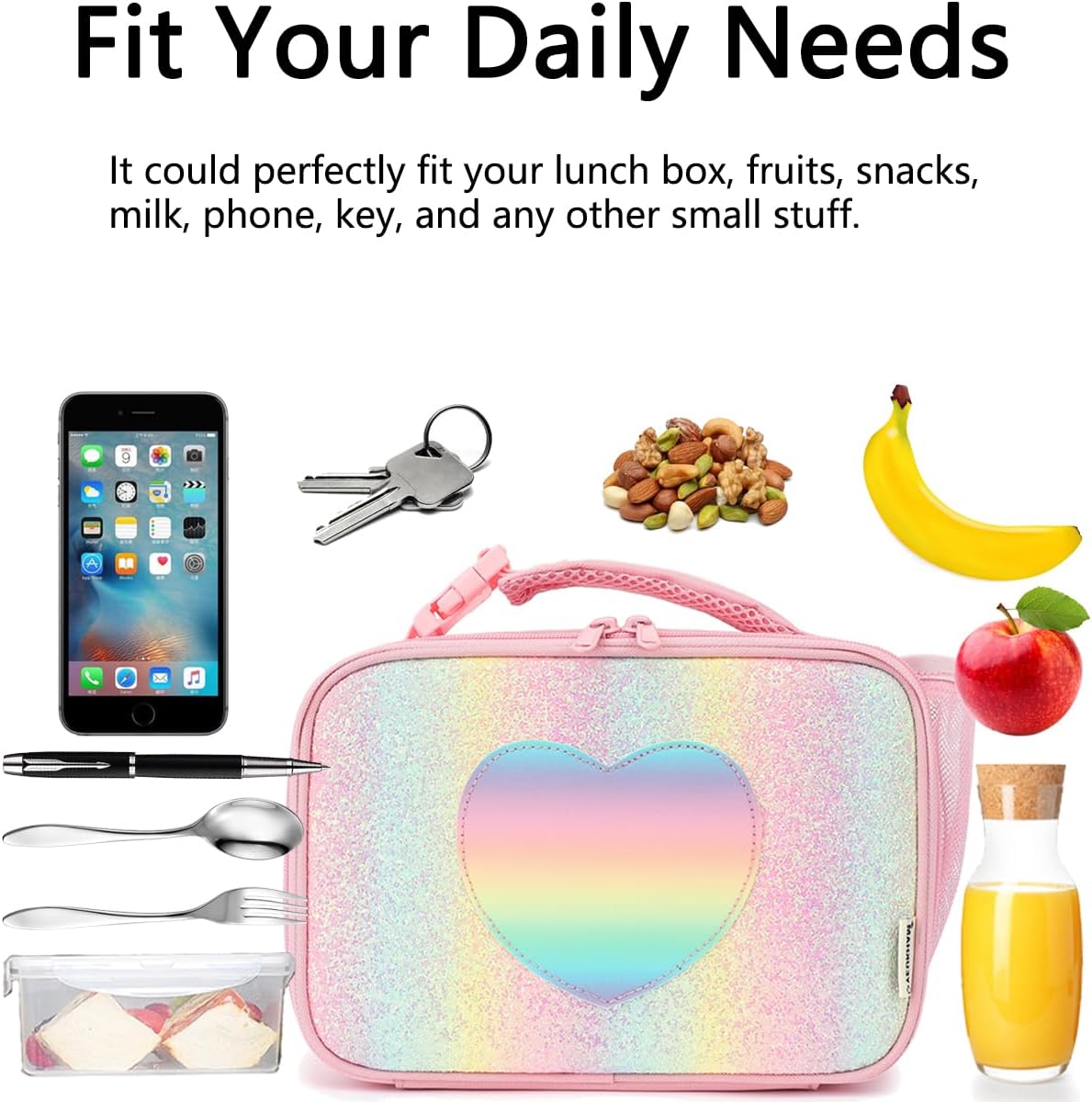 GYEUKHAM Insulated Lunch Box for School, Thermal Reusable Durable Freezable Lunch Bags for Kids Boys Girls Men Women - Small Soft Cooler Portable Lunch Tote Kit for Work Picnic Travel,Black