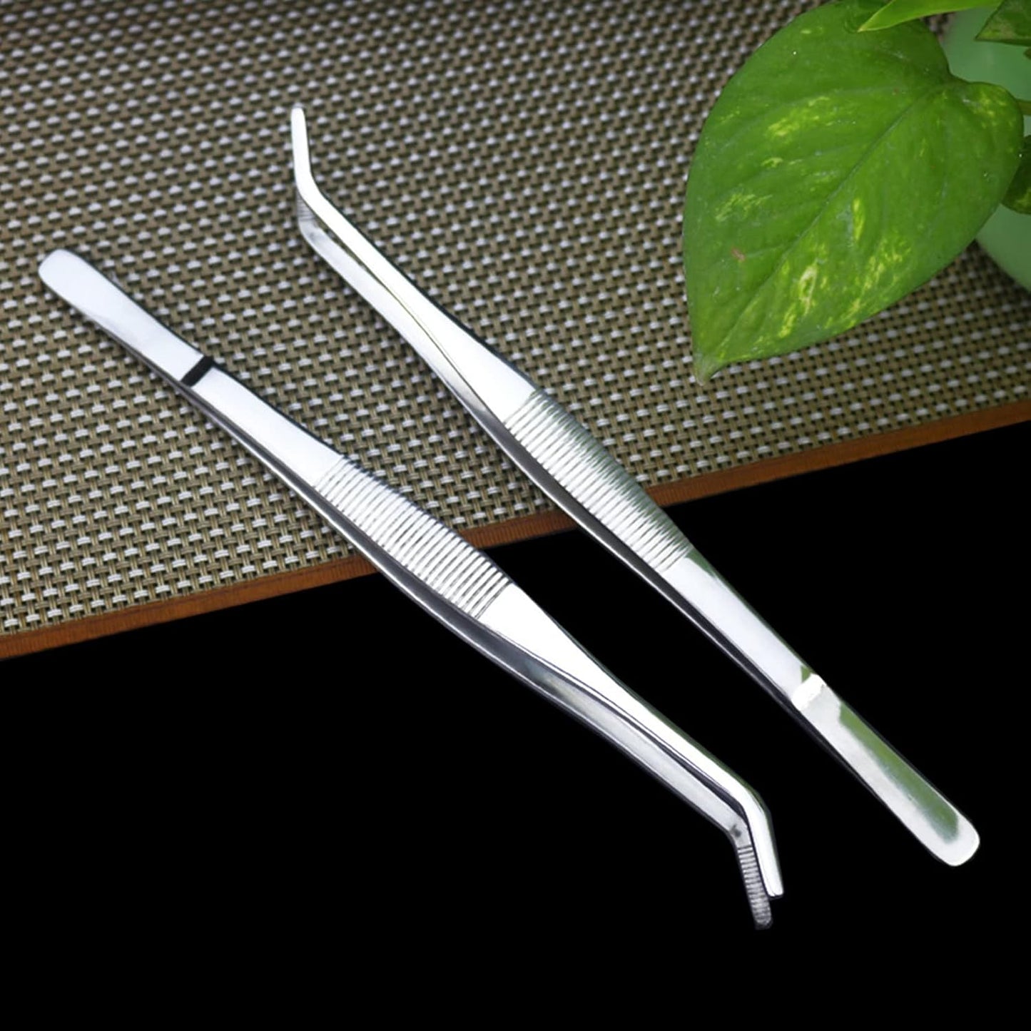 2-Pack 12-Inch BBQ Kitchen Tweezers Tongs, Extra-Long Stainless Steel Cooking Tweezers Dishwasher Safe for Grilling, Baking & Food Prep (12Inch BBQ Tongs)