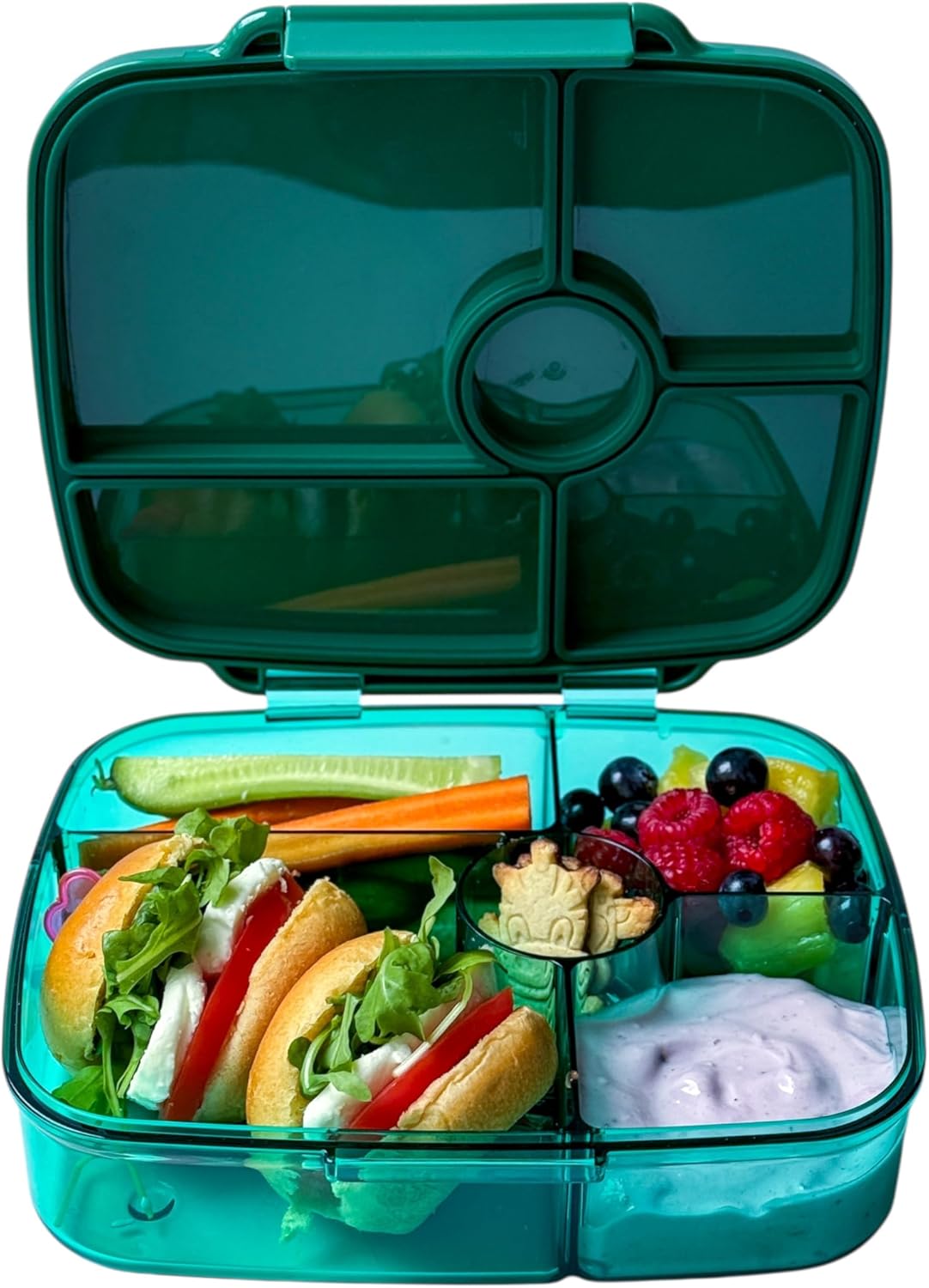 Yumbox Go Leakproof Bento Lunch Box, 5 Compartments, Charcoal Gray | Deep Portioned Tray | Removable Silicone Gasket | Lightweight Construction | Fits Most Lunch Bags | Easy-Clean Design