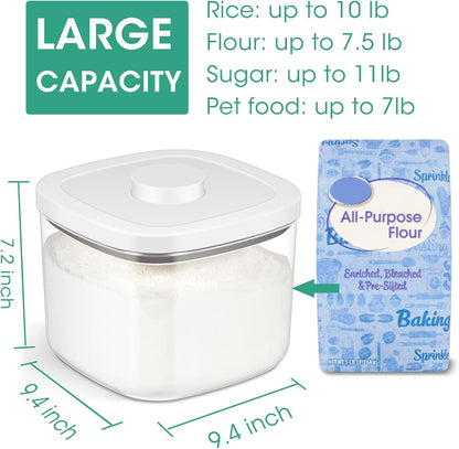 TBMAXS Rice Flour Storage Container - 6.5 Qt | 12 Lbs Crystal-Clear Plastic Food Storage Container Bin with Flip-up Lid, Dry Food Holder for Kitchen Pantry Organization and Storage