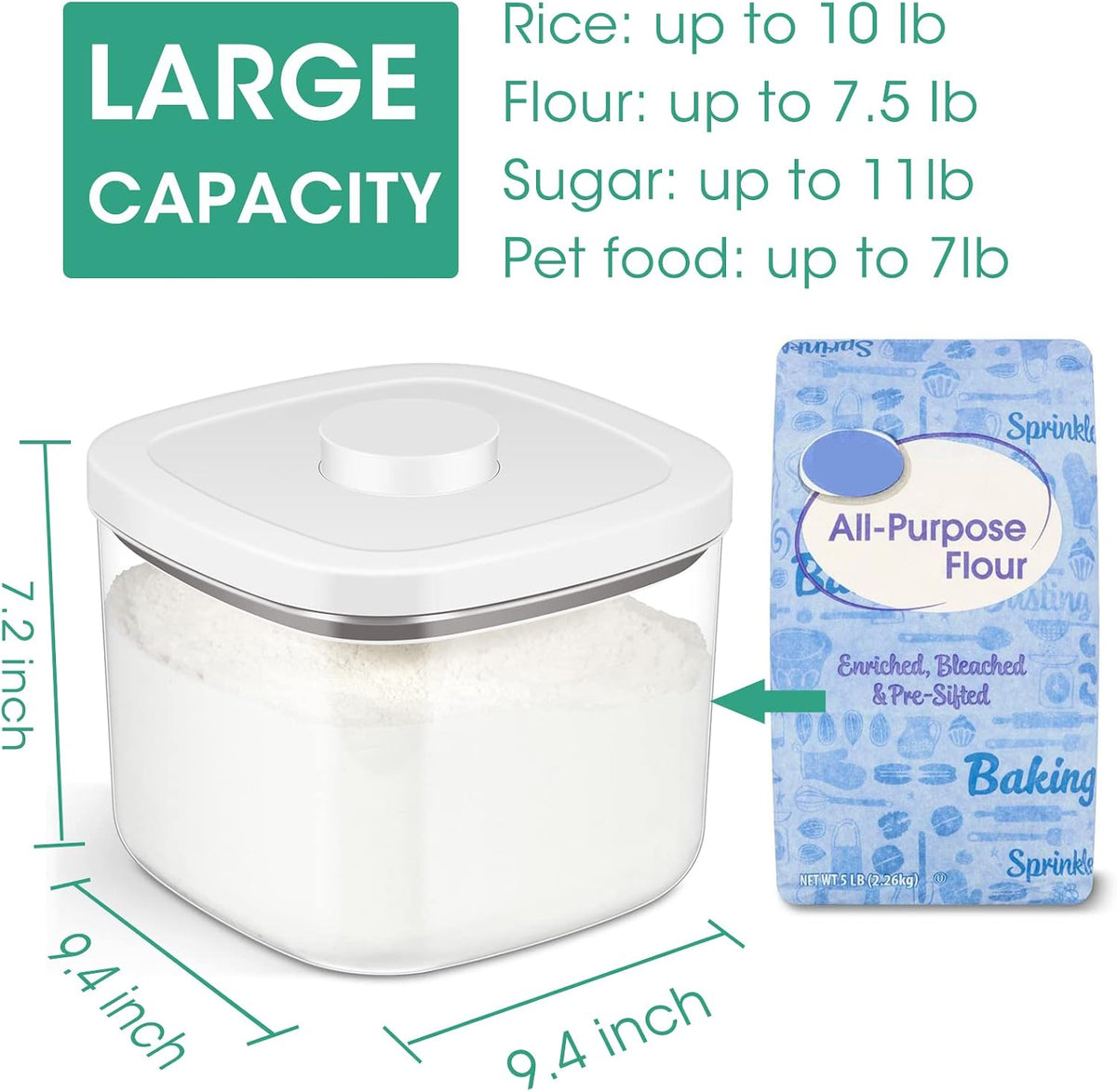 TBMAXS Versatile Storage Container Bin with Pop-up Lid & Scoop, Rice Flour Container Dog Cat Food Storage Container, Laundry Room Organization Household Essentials Kitchen Pantry Organizers