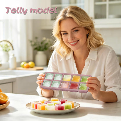 3-Pack Silicone Freezer Trays with Lid,2 Large 2-Cup(500ml)&4 Medium 1-Cup(250ml)&6 Small 1/2-Cup(125ml) Soup Freezer Container Molds,Ice Cube Tray For Meal Prep&Freezing Soup,Stews,Sauces