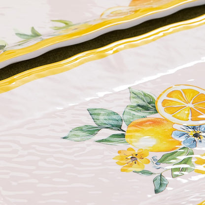 2 pcs Melamine Tray Set with Strawberry Design, 19 Inch and 14.5 Inch Large Serving Plates, Unbreakable Dinnerware for RV, Camping, Party, Easy Clean