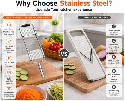 4-in-1 Mandoline Slicer, Stainless Steel Vegetable Cutter for Kitchen
