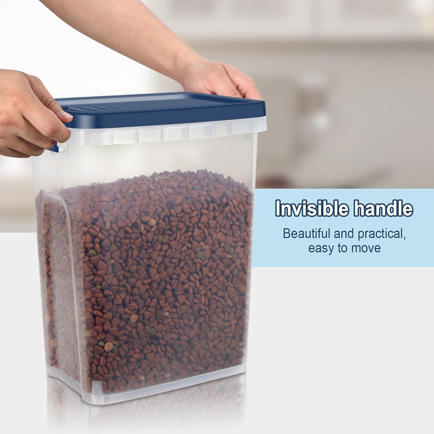 LEAWALK 10Lbs/10.57Qt Airtight Dog Cat Food Storage Container and Dog Treat Containers BPA-Free, PET Clear Stackable Pet Storage Bin, Pop Top, 1-Cup Scoop for Pet Food/Rice/Flour/Bread/Grains