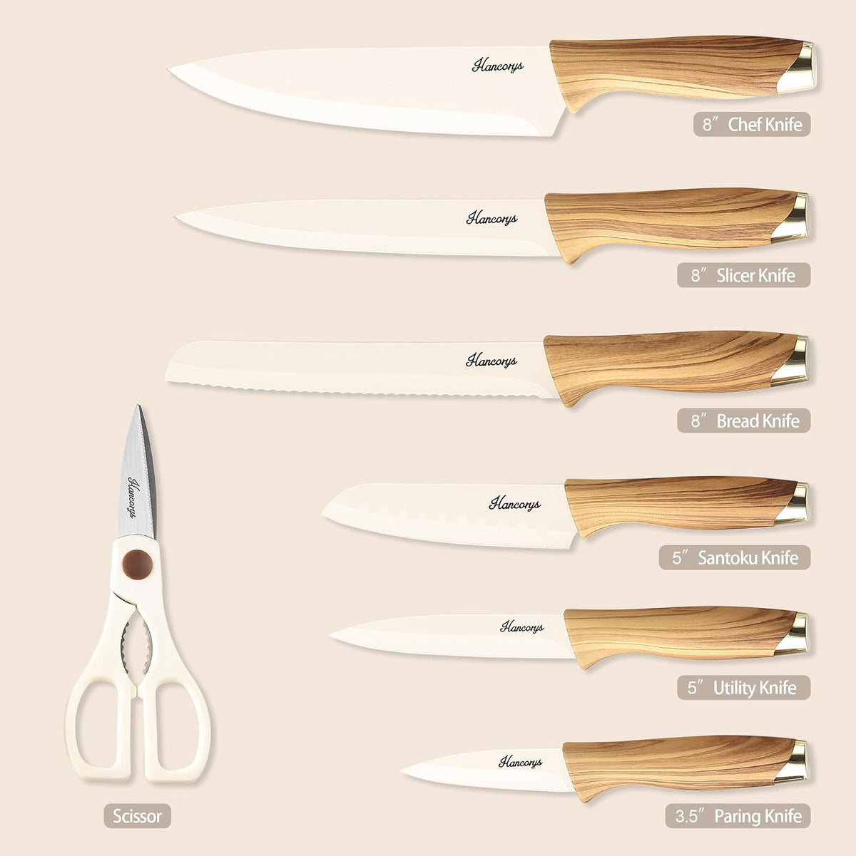 Kitchen Knife Set, 13 PCS Knives Set with 6 Blade Guards
