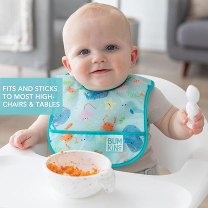 Bumkins Baby Bowl, Silicone Feeding Set with Suction for Baby and Toddler, Includes Spoon and Lid, First Feeding Set, Training Essentials for Baby Led Weaning for Babies 4 Months Up, Sage
