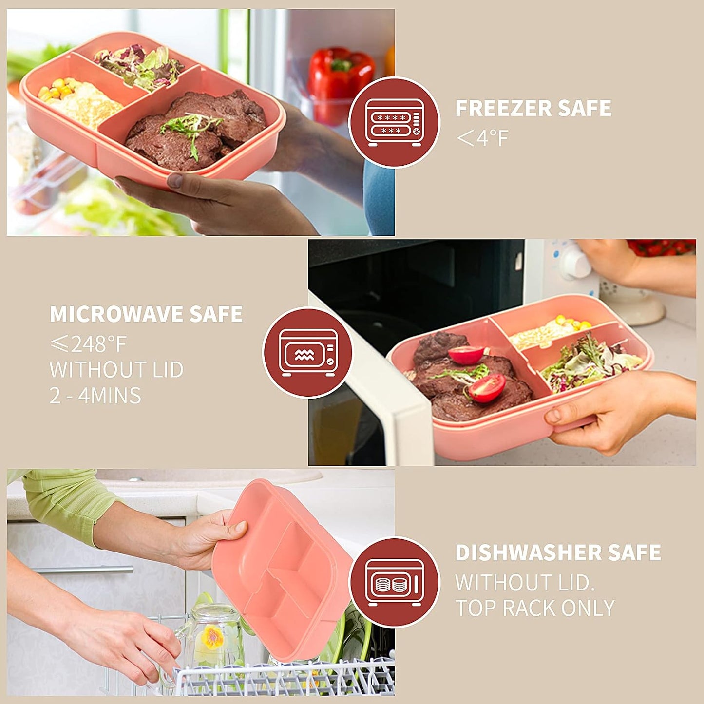 MISS BIG® Bento Box,Bento Box Adult,Lunch Box,Leak Proof Lunch Containers,No BPAs and No Chemical Dyes Bento Lunch Box,Dishwasher and Microwave Safe Lunch Containers for Adults(1900ml Gray)