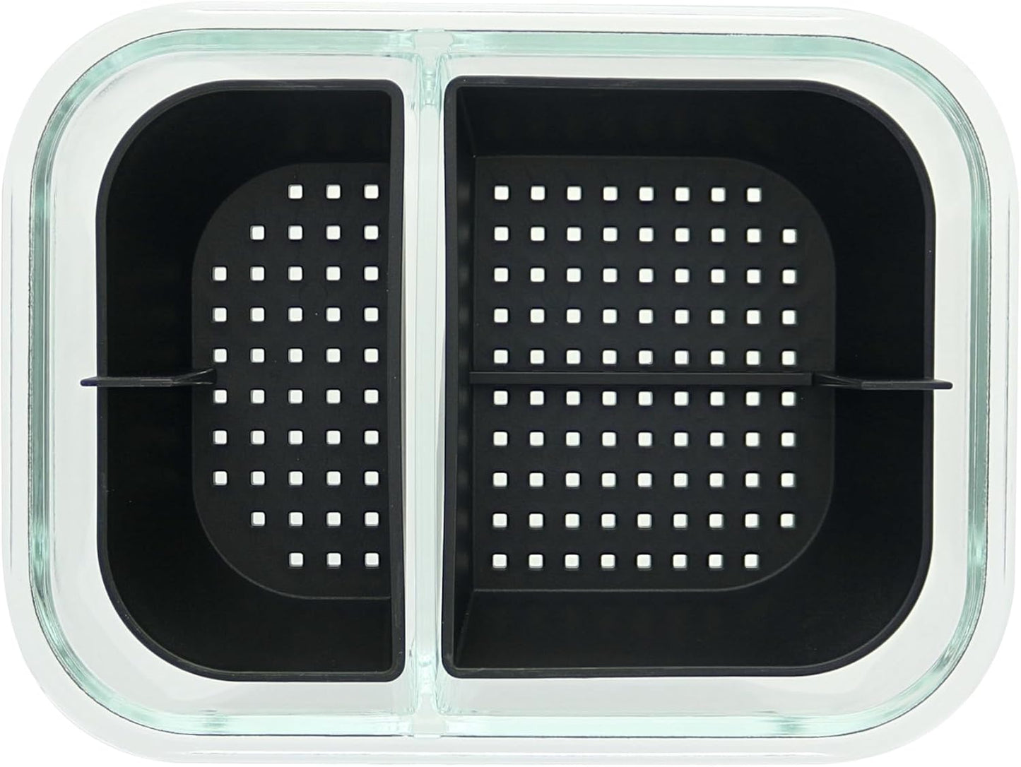 Two Compartment Borosilicate Glass Container Cleaning Tool with Sealable Lid (Full Melt Sand)