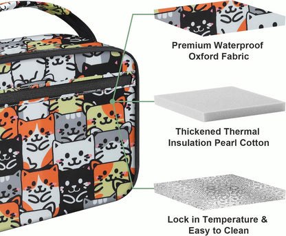 Kids Lunch Box for Boys Girls Lunch Bag Insulated Durable Lunchbox Children Lunch Tote Bag for School Black