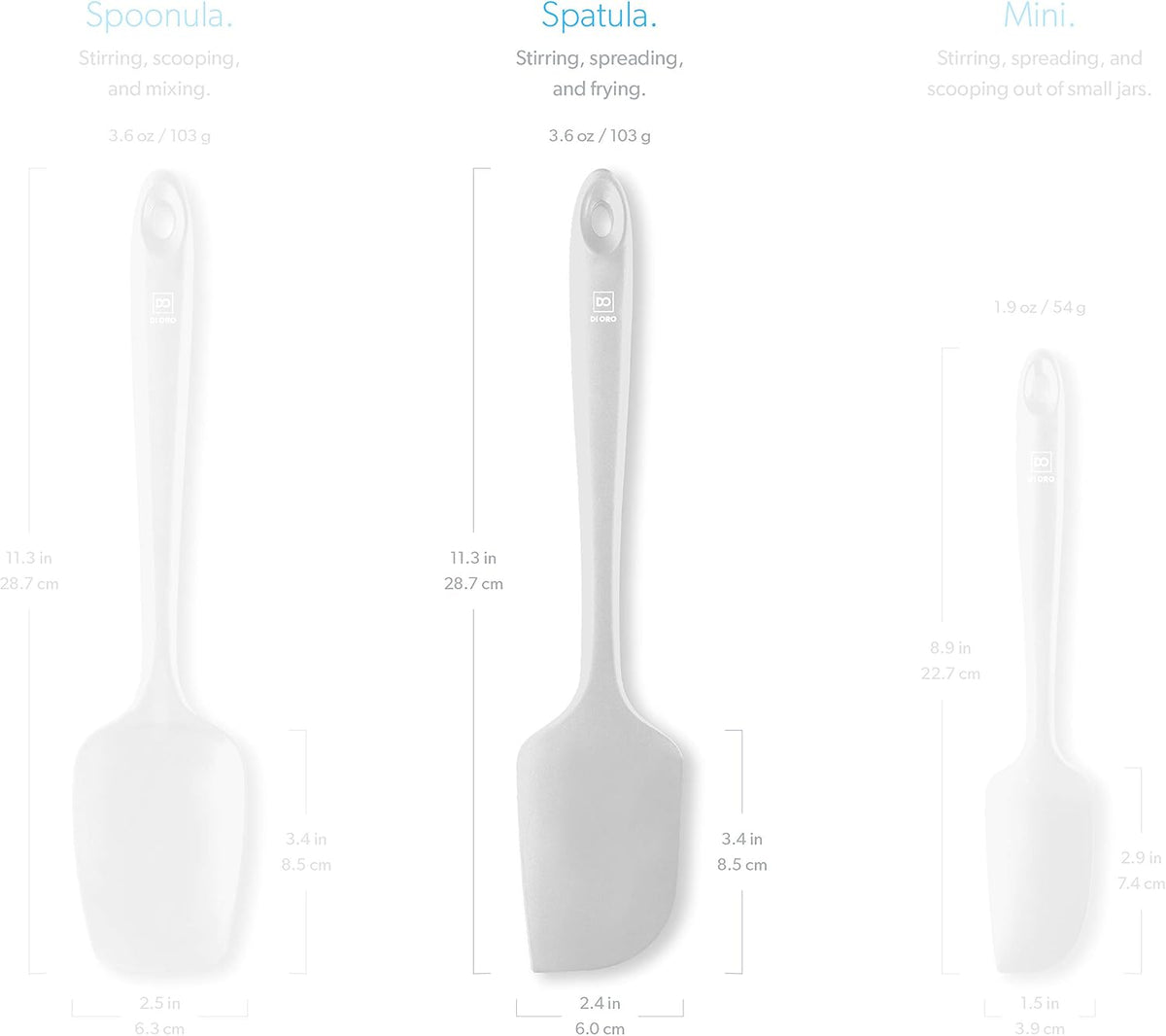 DI ORO Large Silicone Spatula - 600F Heat Resistant, Black